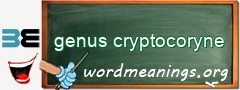 WordMeaning blackboard for genus cryptocoryne